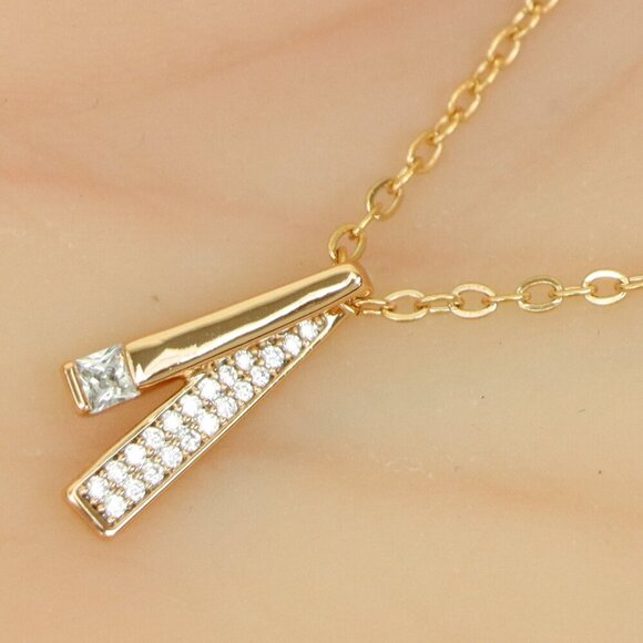 "Elegant Rose Gold Plated Necklace w/ CZ Pendant,  XPNL0159 - Picture 1 of 13